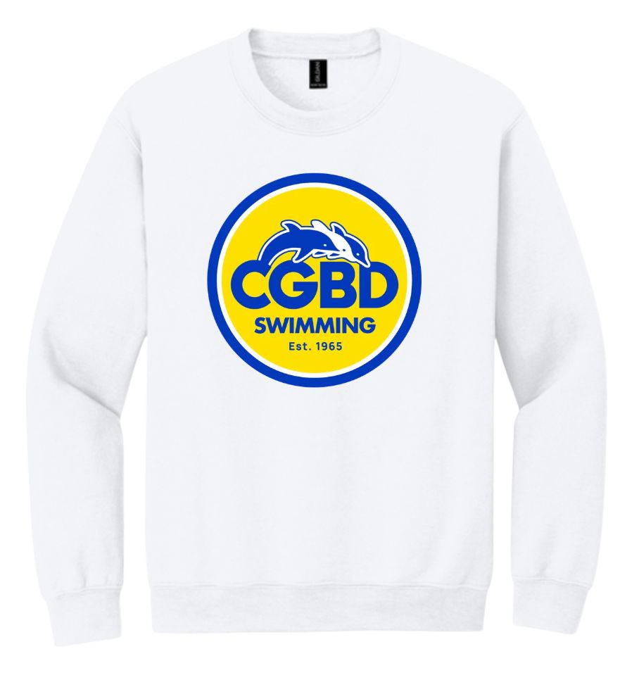 CGBD Swimming Team CREW Sweatshirt - White - Youth & Adult Sizes CGBD Swimming Team CREW Sweatshirt - White - Youth & Adult Sizes