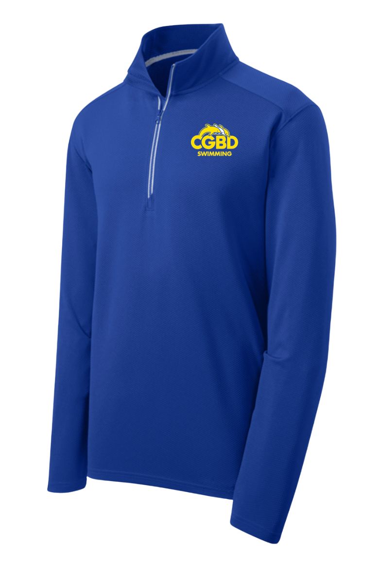 CGBD Swimming Embroidered Mens Moisture Wicking 1/4 Zip Pull Over - Royal CGBD Swimming Embroidered Mens Moisture Wicking 1/4 Zip Pull Over - Royal