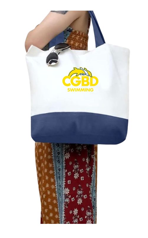 CGBD Swimming Canvas Tote Bag - White & Blue - Embroidered Logo CGBD Swimming Canvas Tote Bag - White & Blue - Embroidered Logo