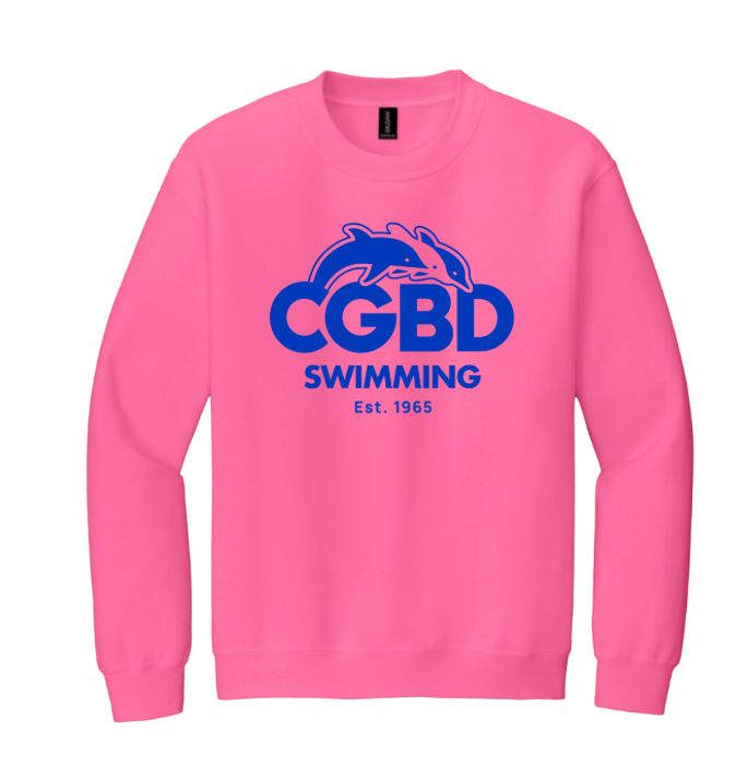 CGBD Swimming Team CREW Sweatshirt - Safety Pink - Youth & Adult Sizes CGBD Swimming Team CREW Sweatshirt - Safety Pink - Youth & Adult Sizes