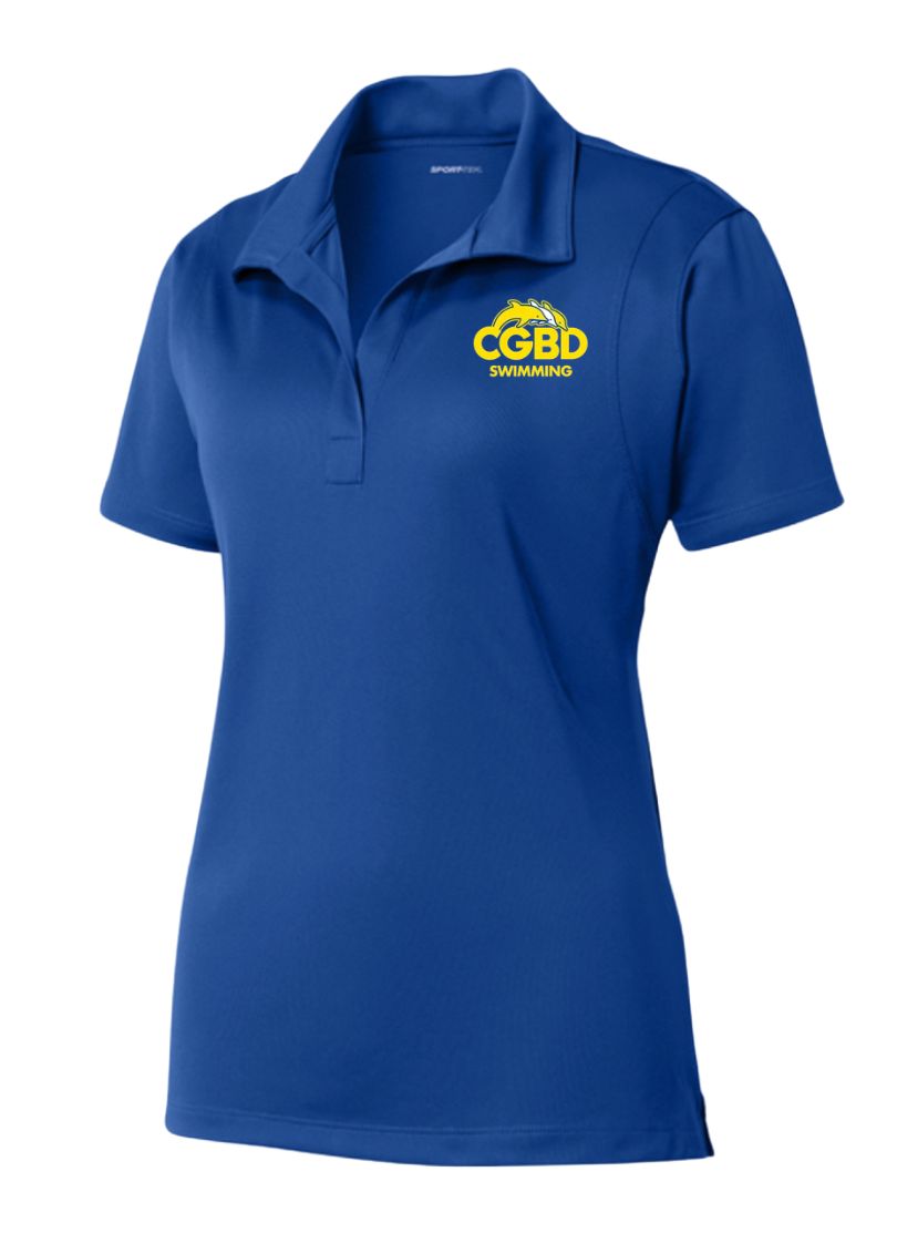 CGBD Swimming Team Embroidered Ladies Moisture Wick Polo - Royal CGBD Swimming Team Embroidered Ladies Moisture Wick Polo - Royal