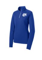 Asheville AJCC Swimming Embroidered Ladies Moisture Wicking 1/4 Zip Pull Over - Royal