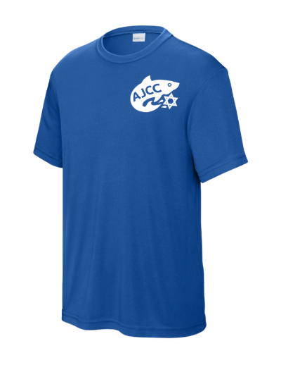 Asheville AJCC Swimming Team Moisture Wick Tee -White or Royal - YOUTH