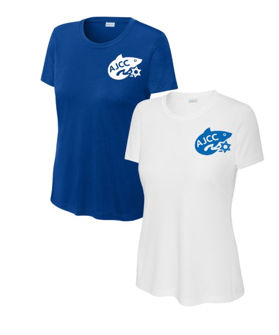 Asheville AJCC Swimming Ladies Moisture Wick Tee - White or Royal - Adult LADIES