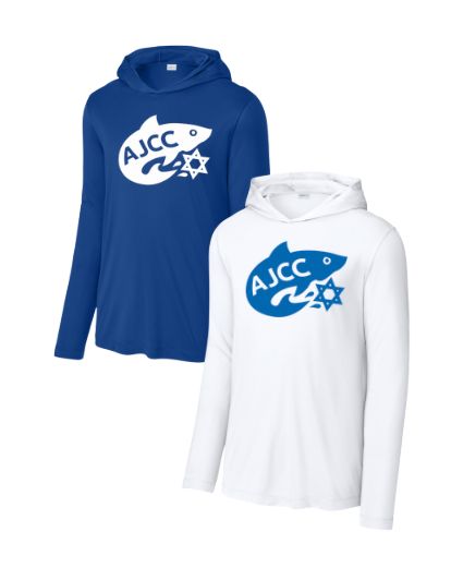 Asheville AJCC Swimming UV PRO Long Sleeve Hoodie Tee - White or Royal - Adult Sizing Only