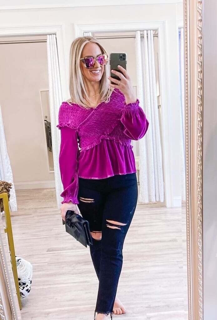 Smocked Criss Cross Top - Magenta