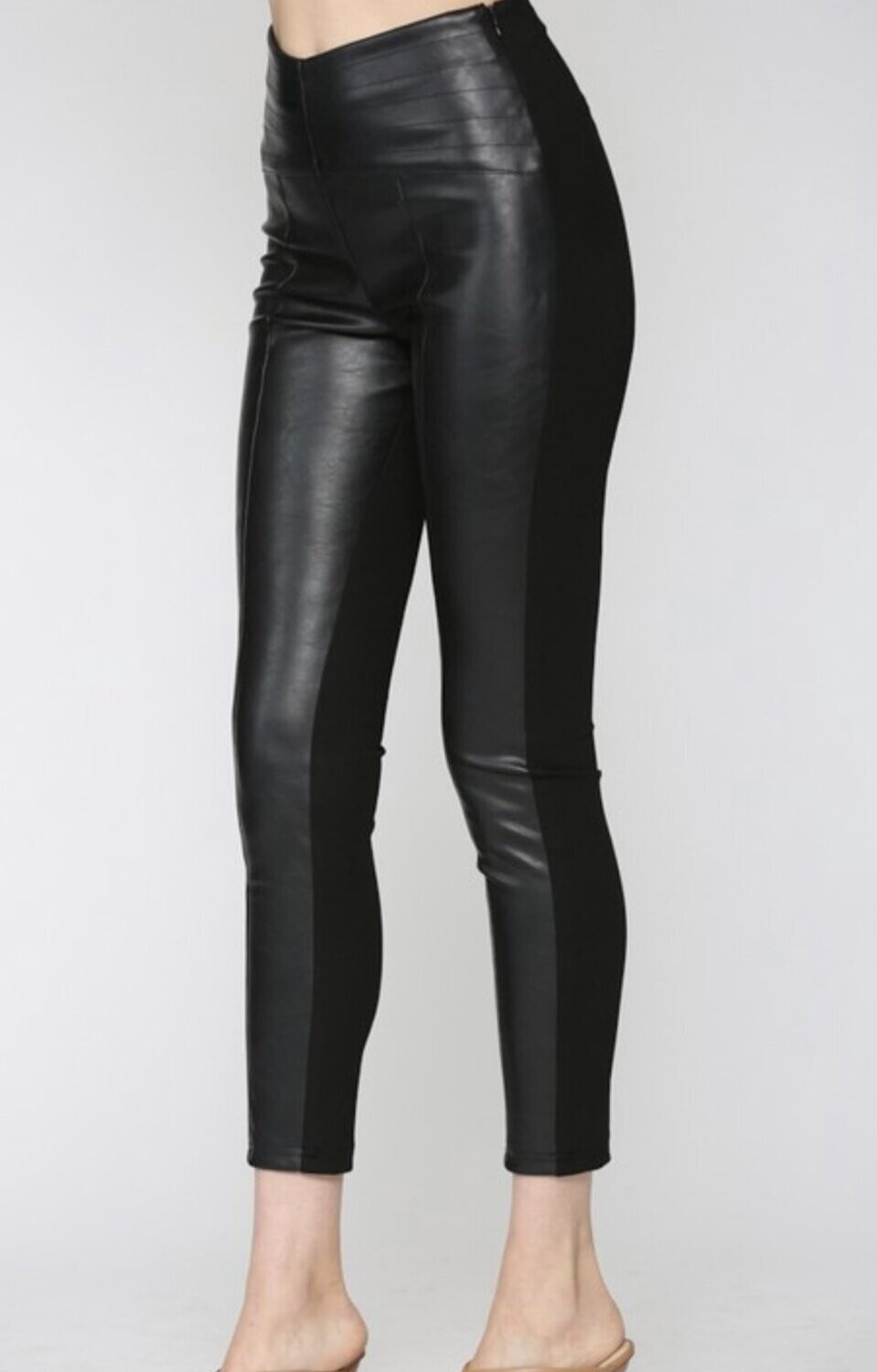 High Waist Pleather Leggings - Black
