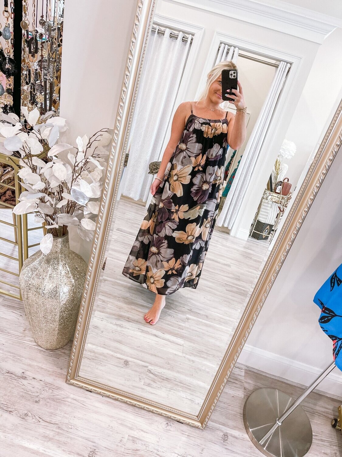 Floral Maxi Dress - Black