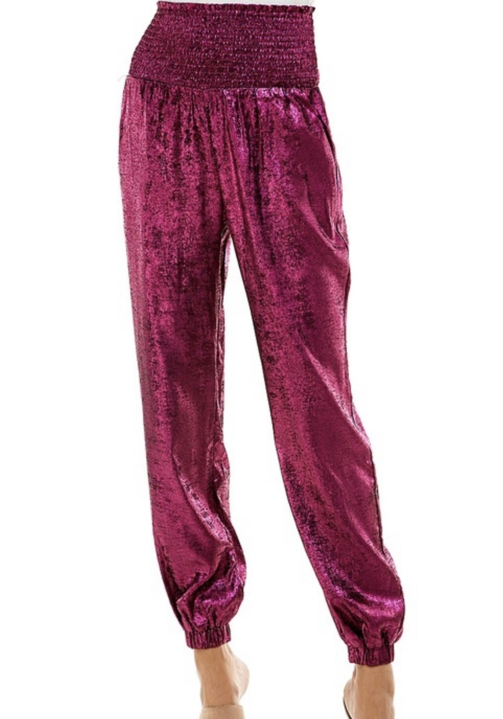 Metallic Joggers - Magenta