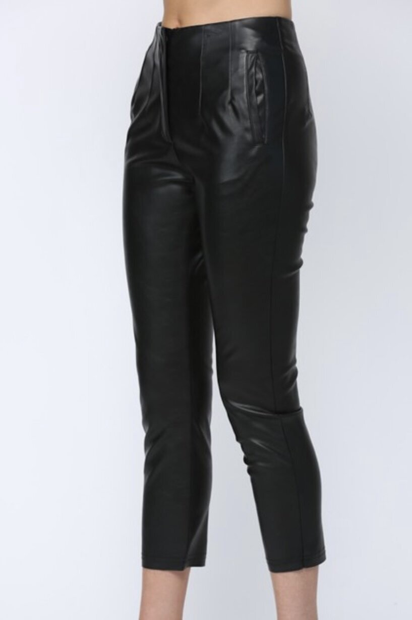 Faux Leather Pants - Black