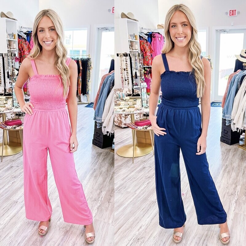 Smocked Knit Jumpsuit