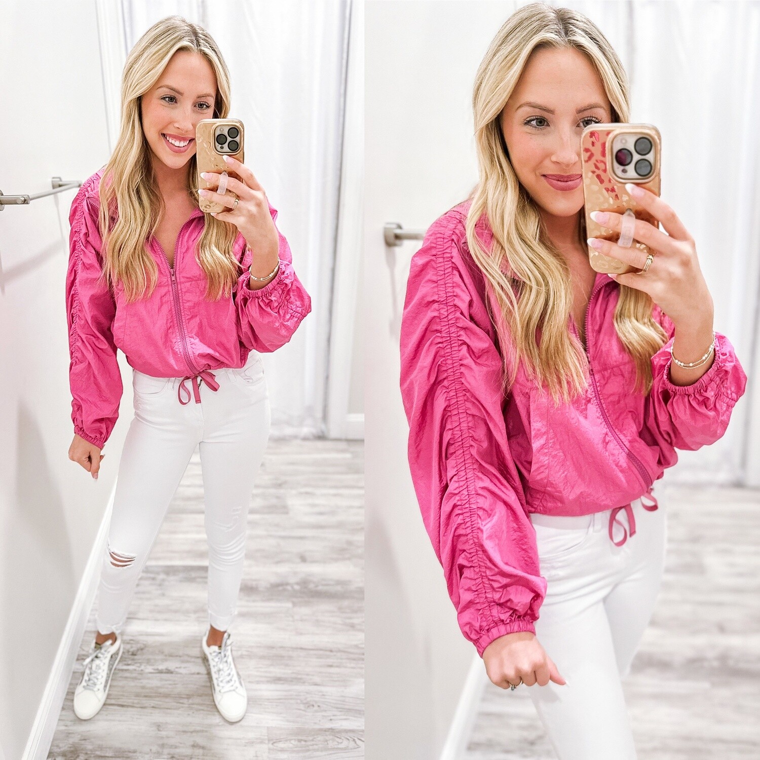 Rushed Detail Activewear Jacket - Magenta
