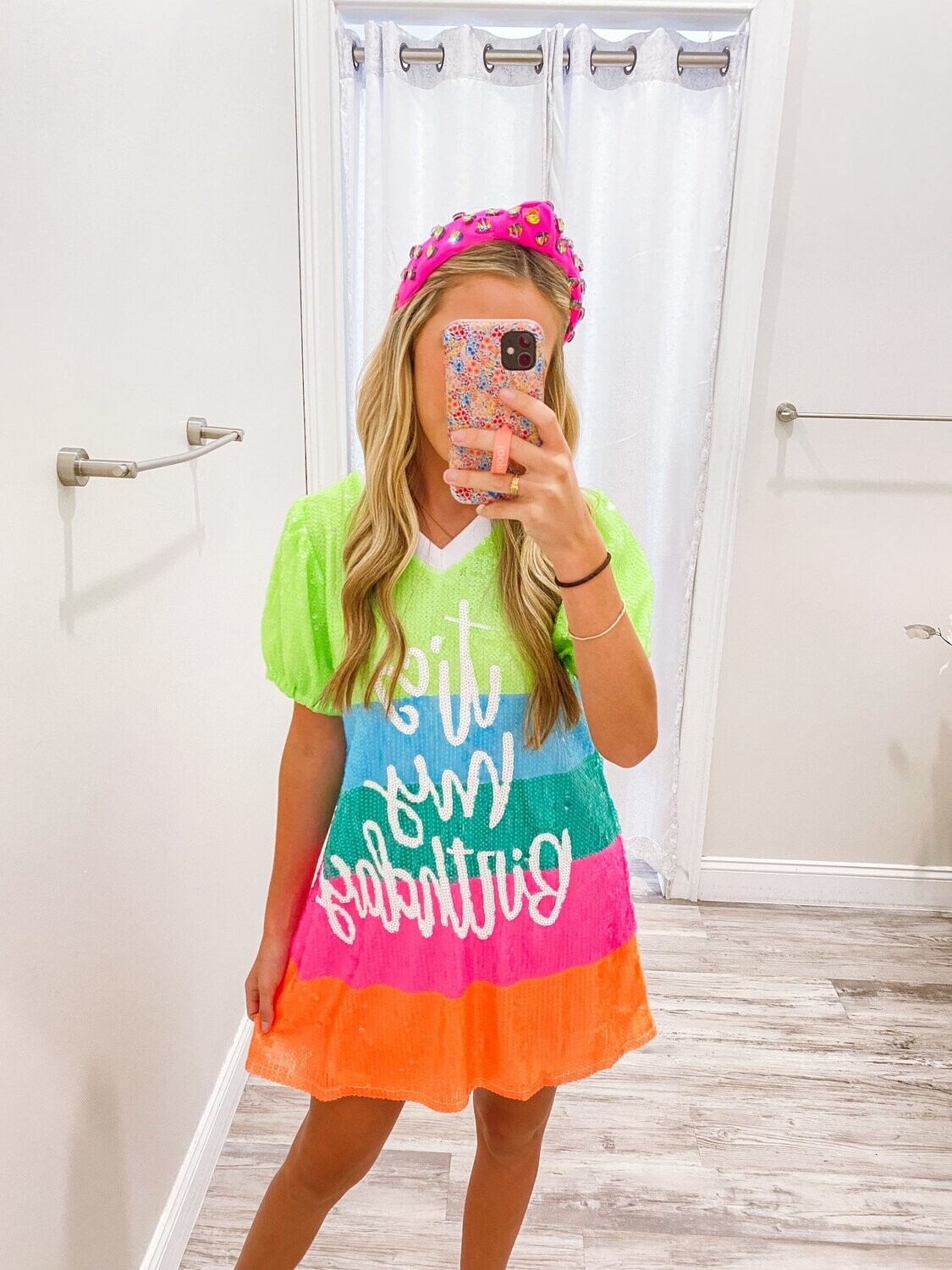 Happy Birthday Striped Sequin Dress