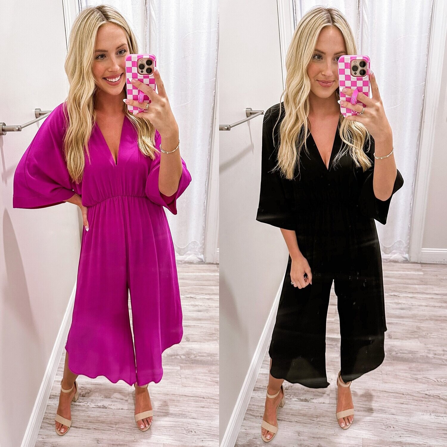 Slanted Hem Kimono Jumpsuit