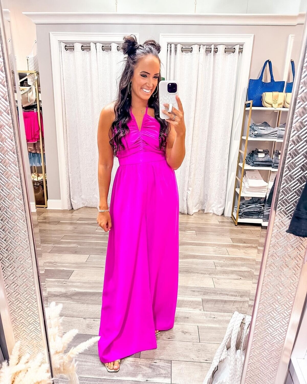 Ruched Bodice Jumpsuit - Magenta