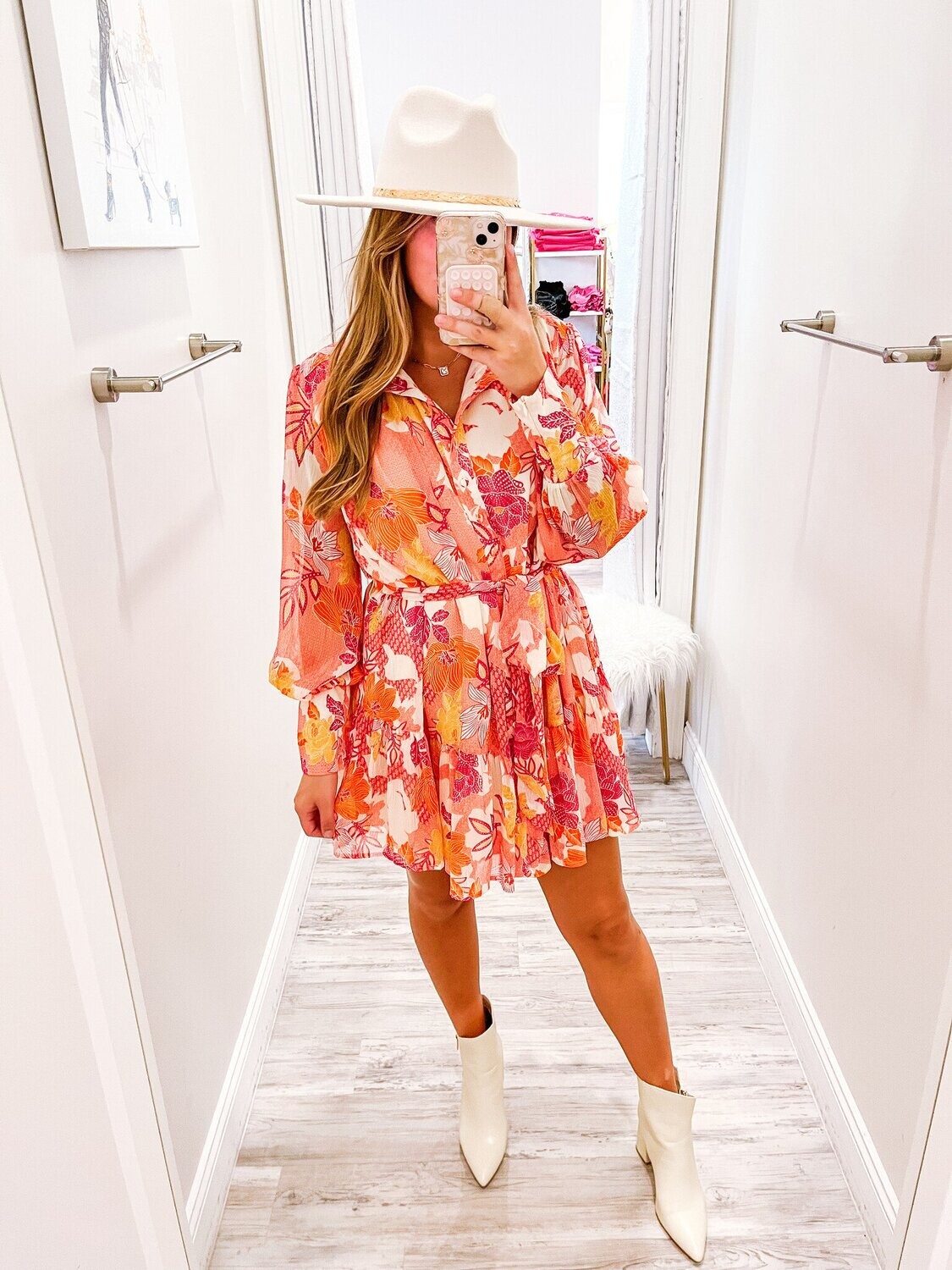 Floral Button Down Dress - Magenta