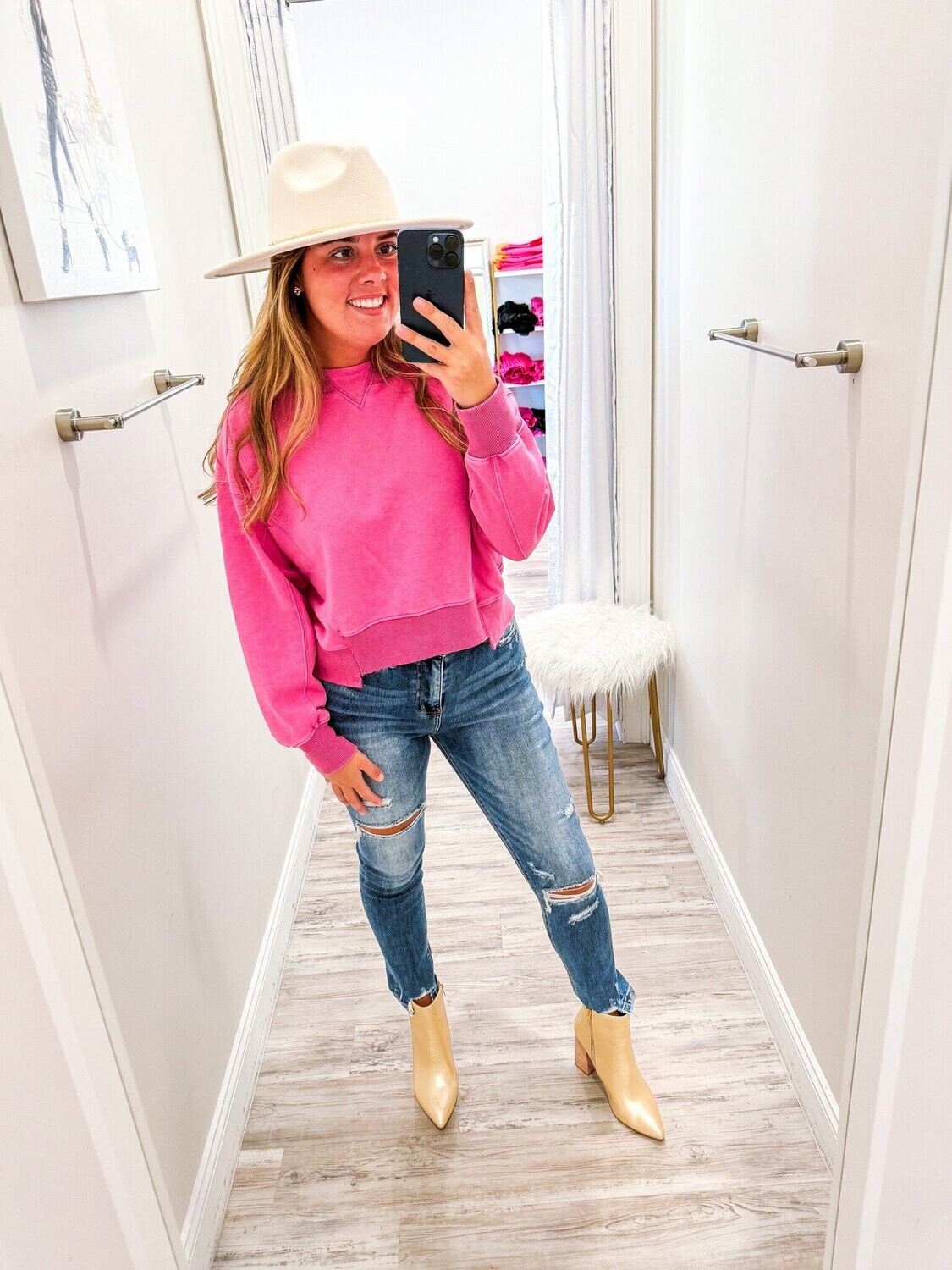 Cropped Sweatshirt - Magenta