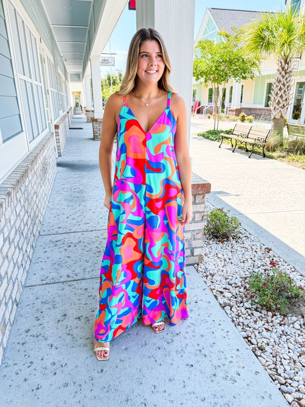 Tulum Abstract Jumpsuit - Mint