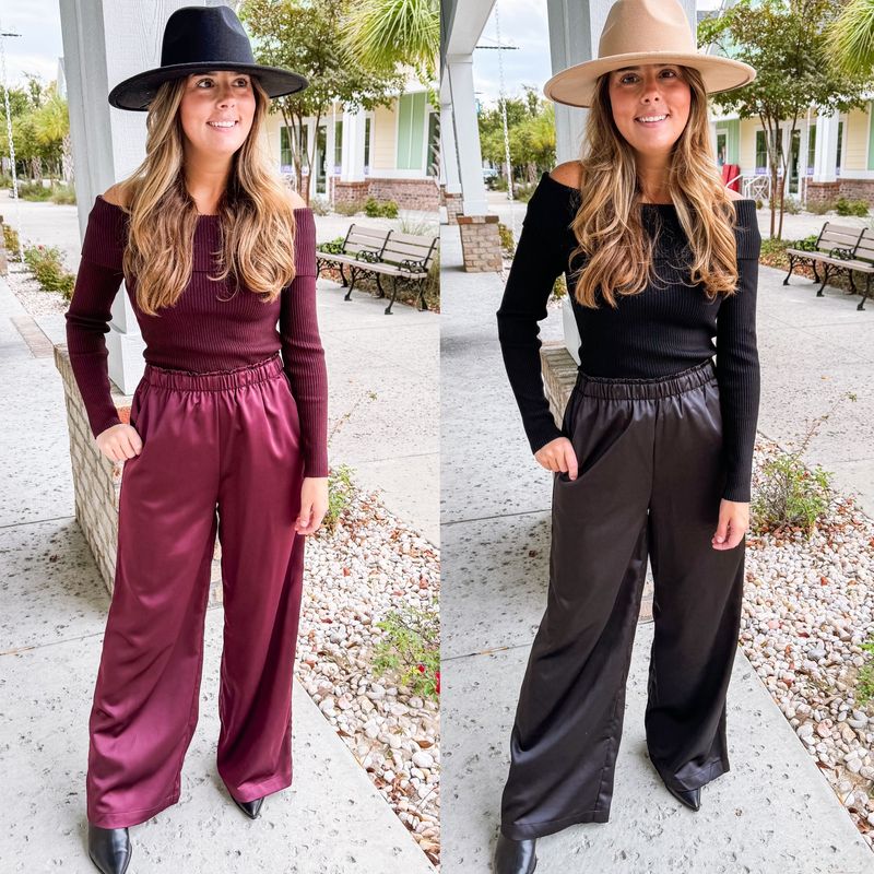 Knit/Satin Off Shoulders Jumpsuit