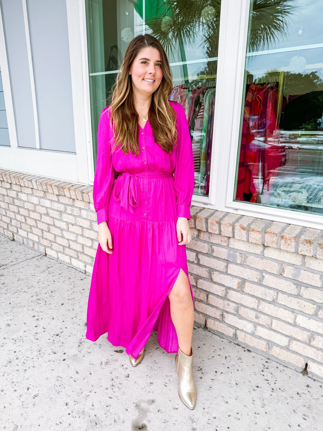 Button Up Tiered Maxi Dress - Orchid