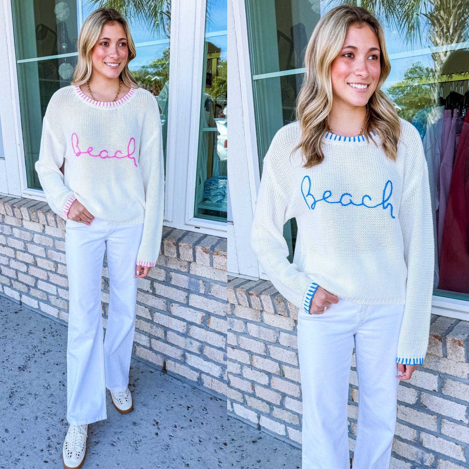 Contrast Stitch BEACH Sweater