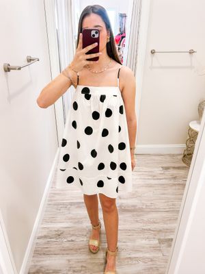 Flowy Polka Dot Dress - White/Black