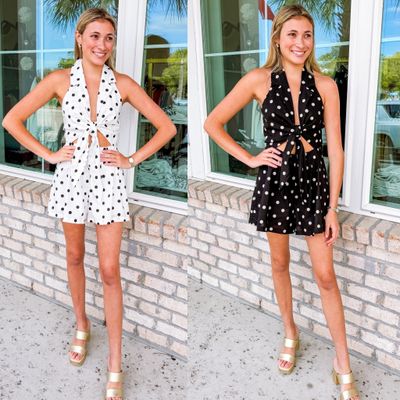 Tie Front Polka Dot Romper