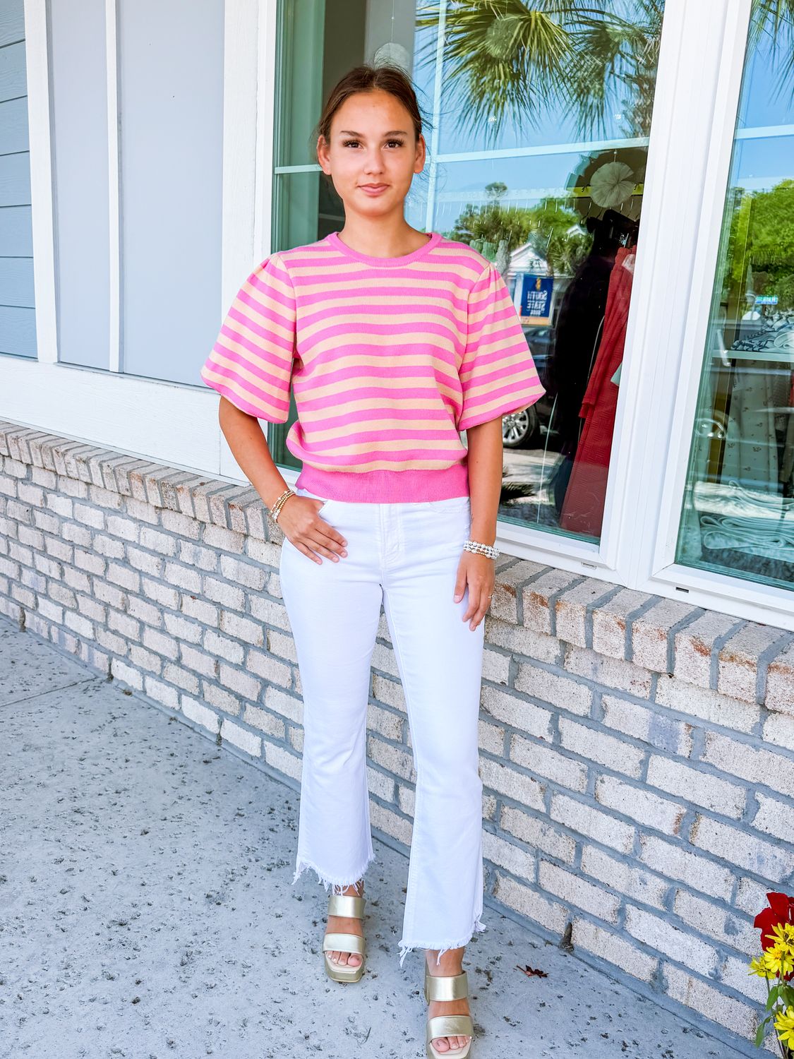 Striped Sweater Top - Pink