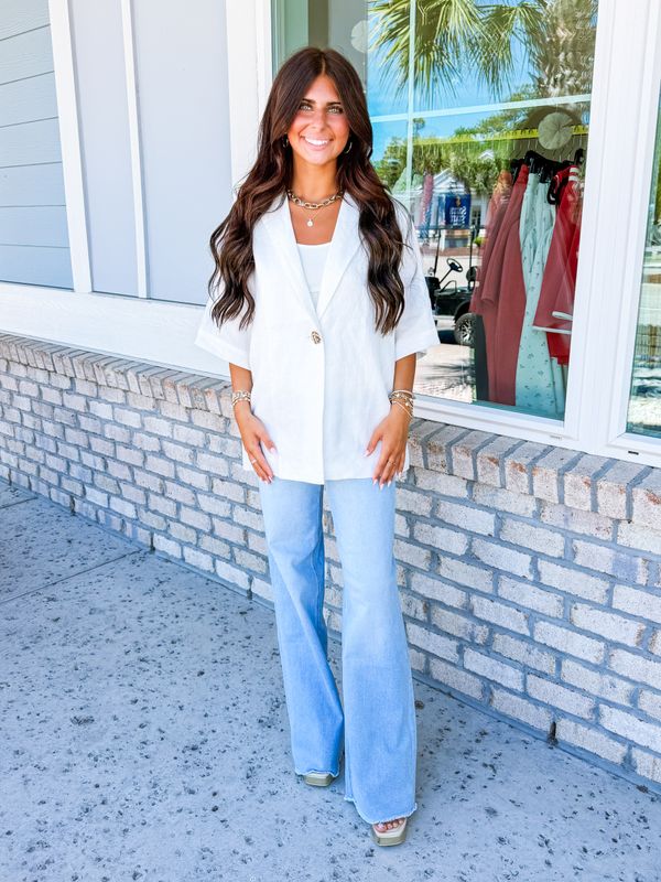 Oversized Linen Blazer - Off White