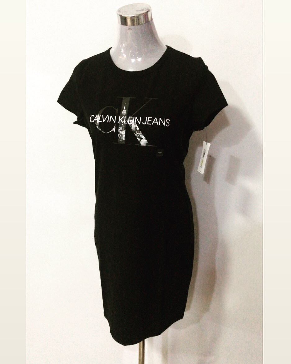 Calvin Klein Shirt Dress Foil NY CK Logo Crew Neck