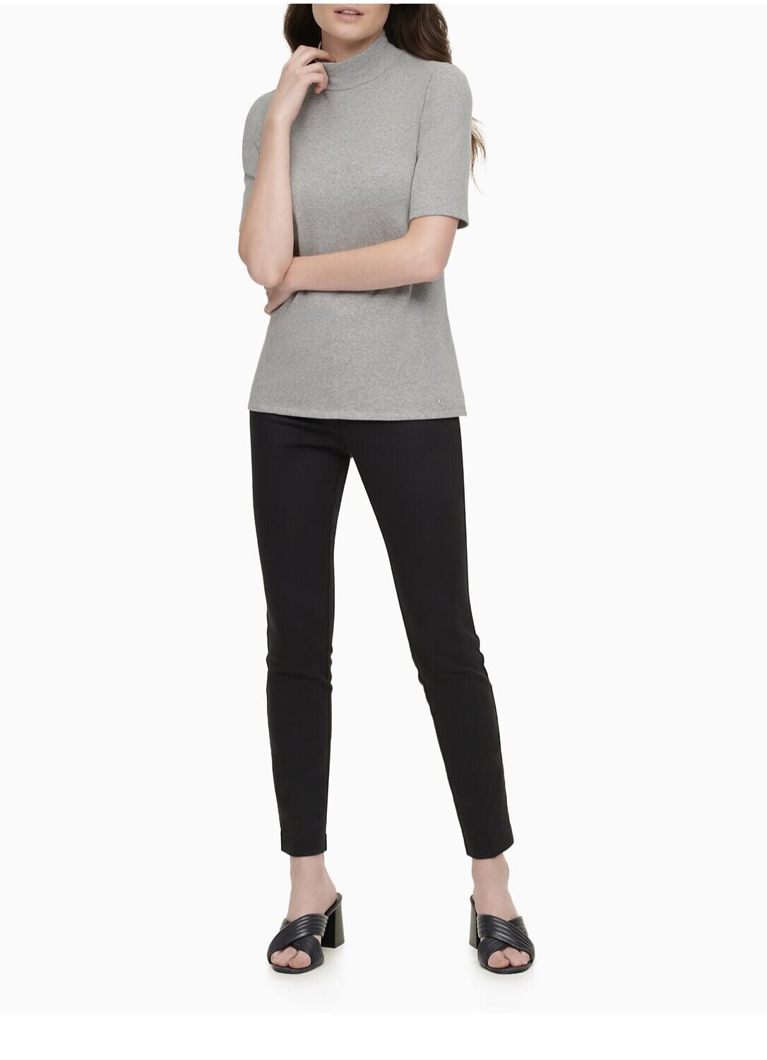 Calvin Klein Mock Neck Short Sleeve Top