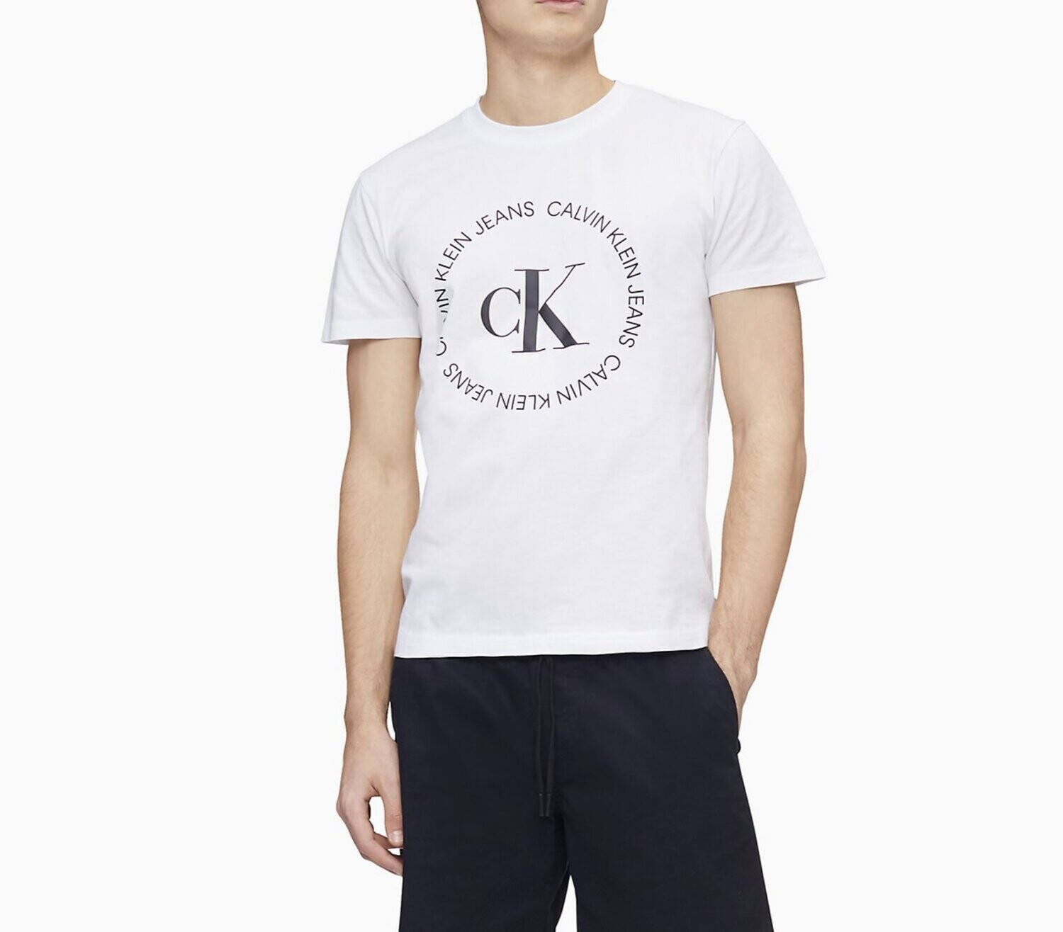 Calvin Klein Tee Monogram Pinstripe Crew Neck