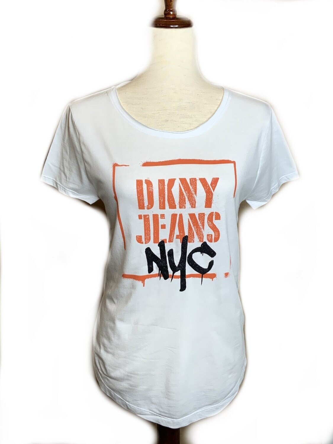 DKNY Tees Glitter Logo Graffiti