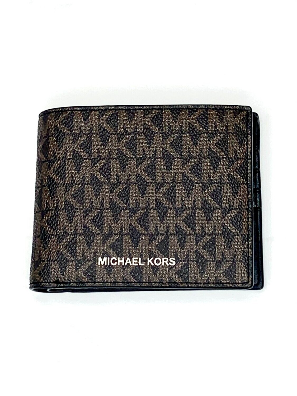 Michael Kors Billfold w/ Passcase Mini MK Logo PVC Cooper, Color: Brown