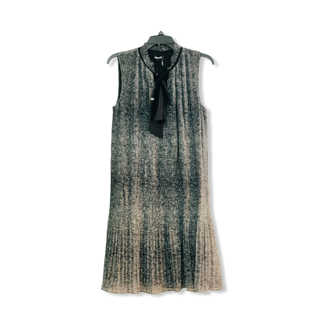 DKNY Dress Tie Neck Pleated Shift, Color: Black/White, Size: 6