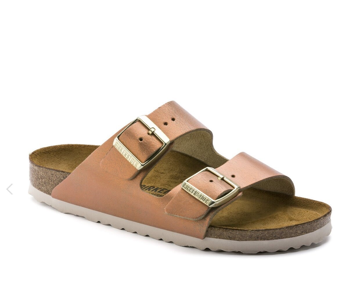 Birkenstock Sandals Leather, Style: Arizona, Color: Washed Metalic Sea Copper, Size: 37/6