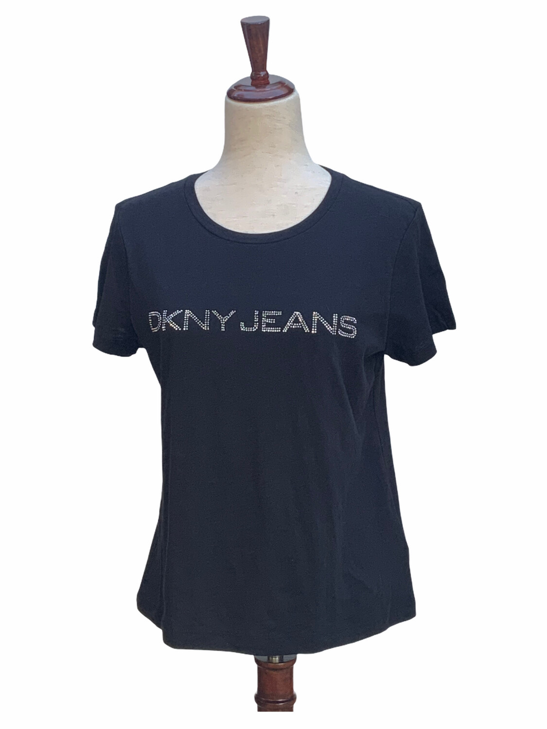 DKNY Tee Nailhead Heat Transfer Logo, Color: Black, Size: Small