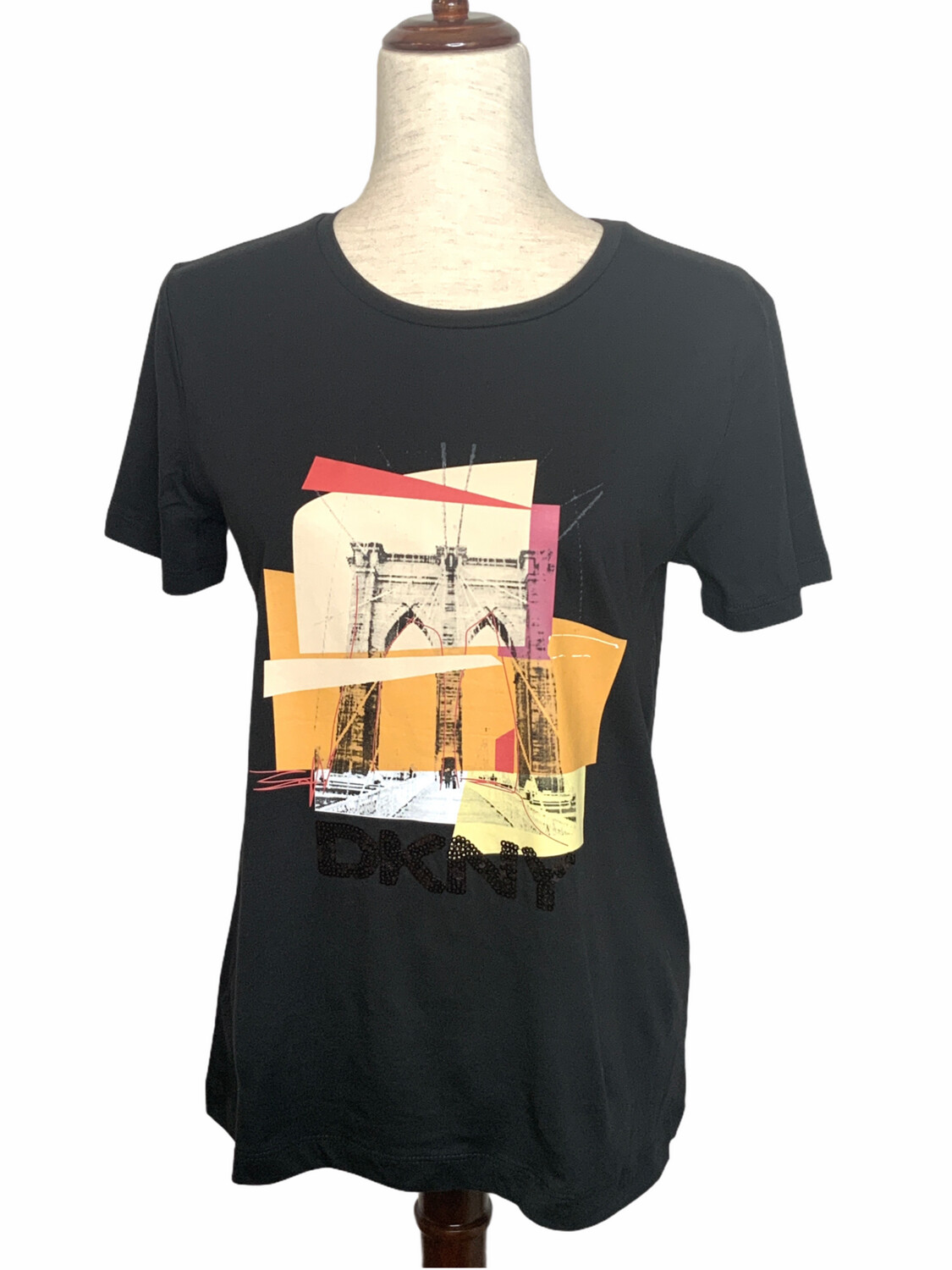 DKNY Tee Brooklyn Bridge Colorblock, Color: Black, Size: Small