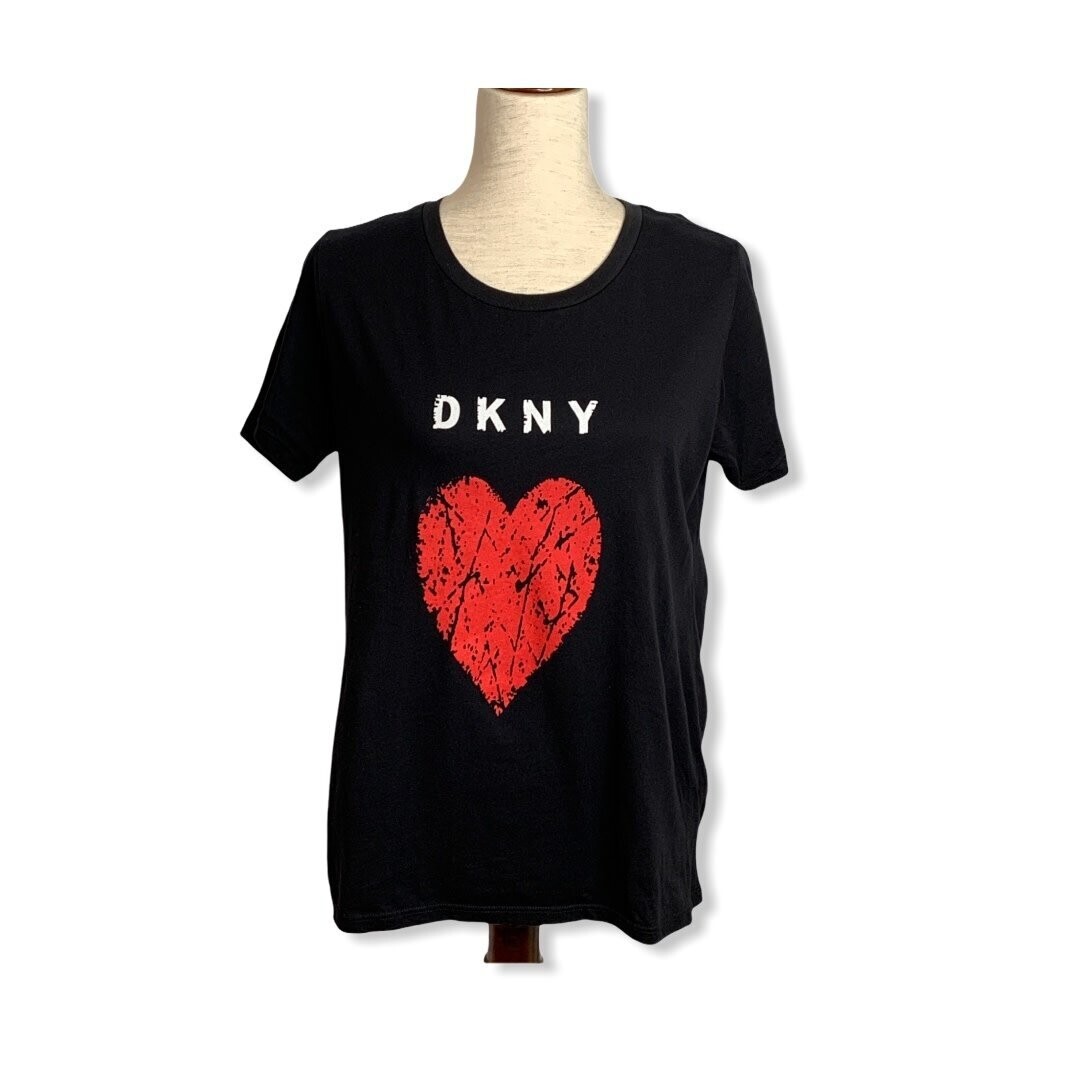 DKNY  Crackle Heart Logo Tee, Color: Black, Size: X-Small