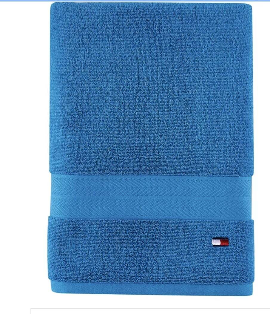 Tommy Hilfiger Modern American Cotton Bath Towel 30” x 54”, Color: Blue