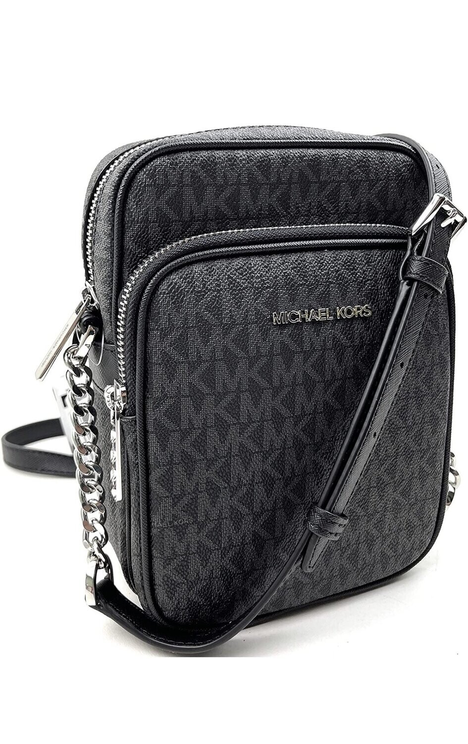 Michael Kors Jet Set Travel Sig PVC Medium Logo Chain, Color: Black