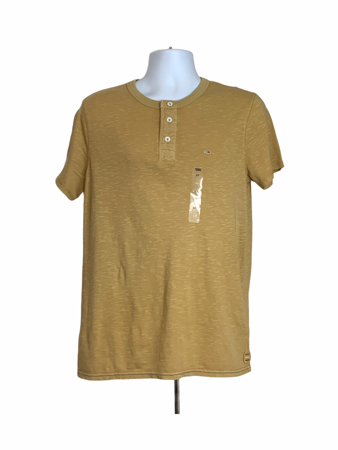 Tommy Jeans Henley Tee Short Sleeve Crew Neck 3-Button Marcus, Color: Brown, Size: Small