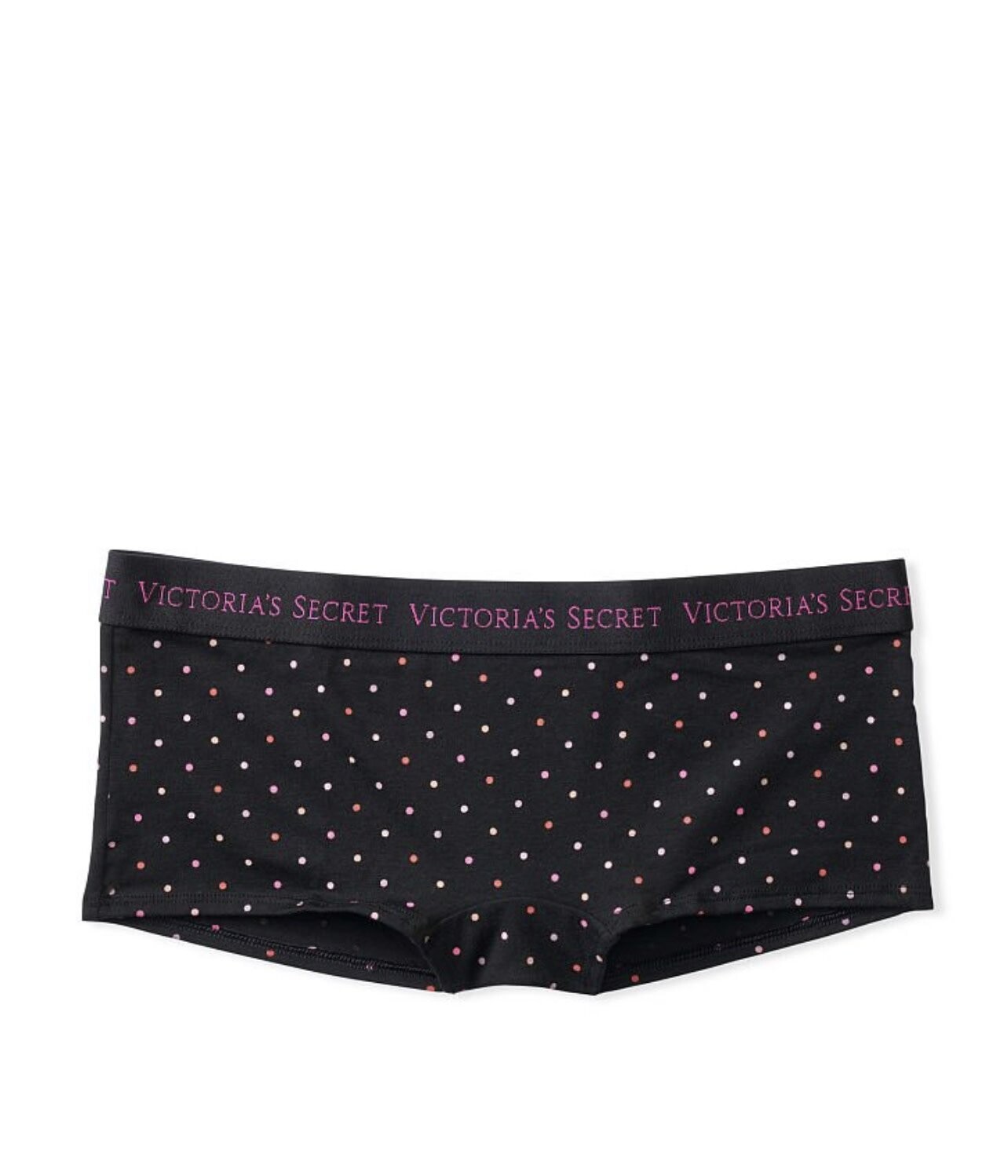 Victoria’s Secret Panty Logo Cotton Boyshort, Color: Black Confetti Dot, Size: Small