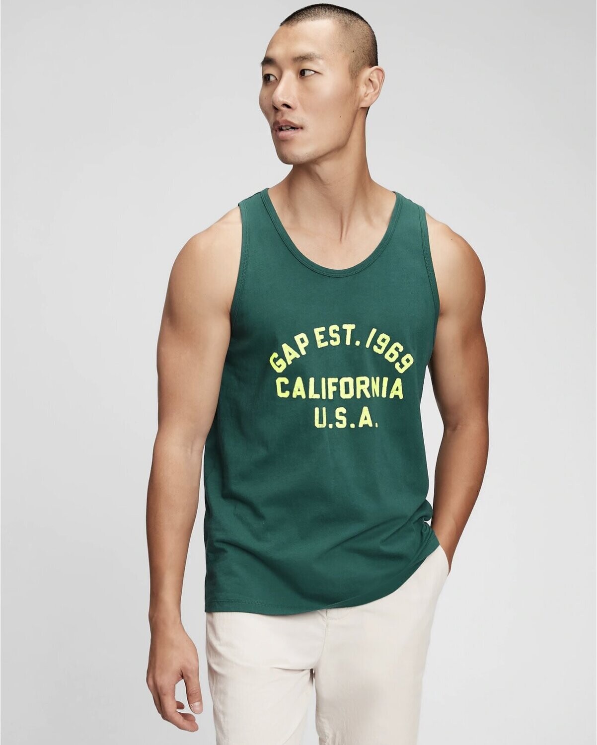 Gap Logo Tank Top, Color: Green, Size: Small