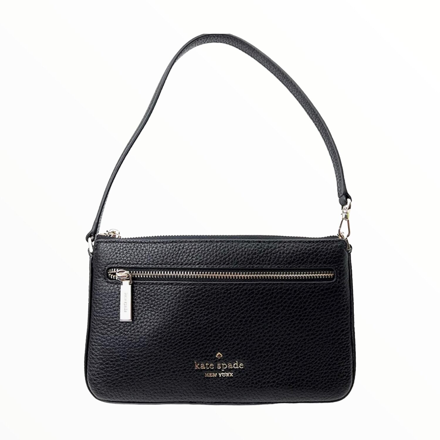 Kate Spade Leila Pebbled Leather Small Handbag Conv Wristlet, Color: Black