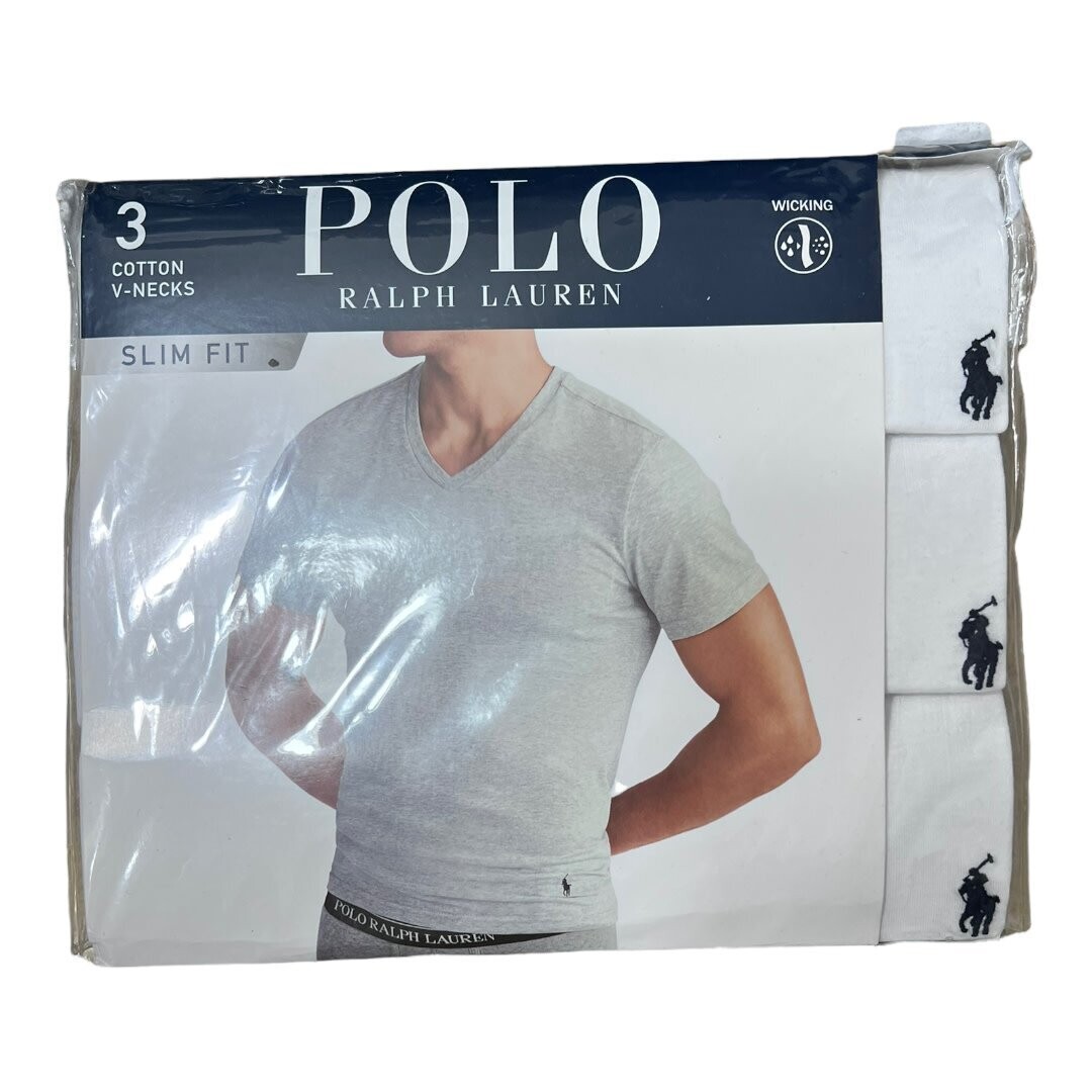 Polo Ralph Lauren 3-Pack V-Neck Cotton T-Shirts Slim Fit