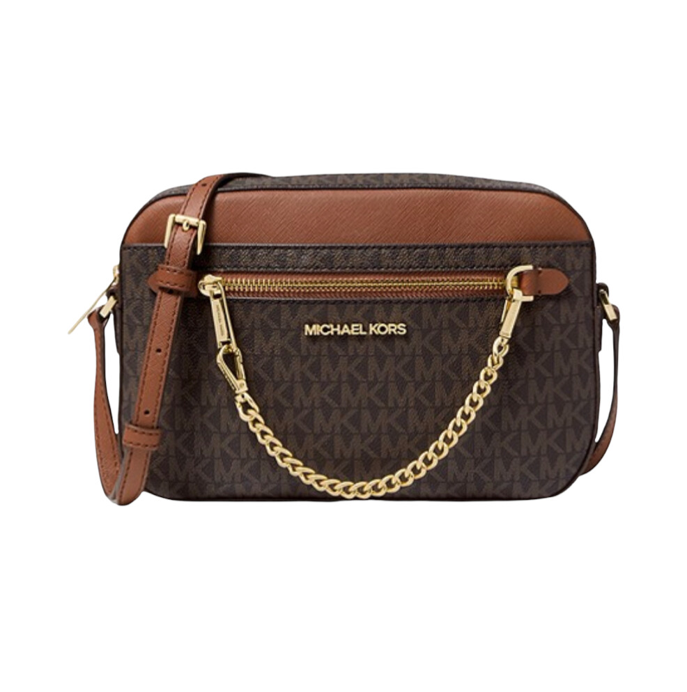 Michael Kors Jet Set Travel Large EW Zip Chain Crossbody Bag, Color: Brown