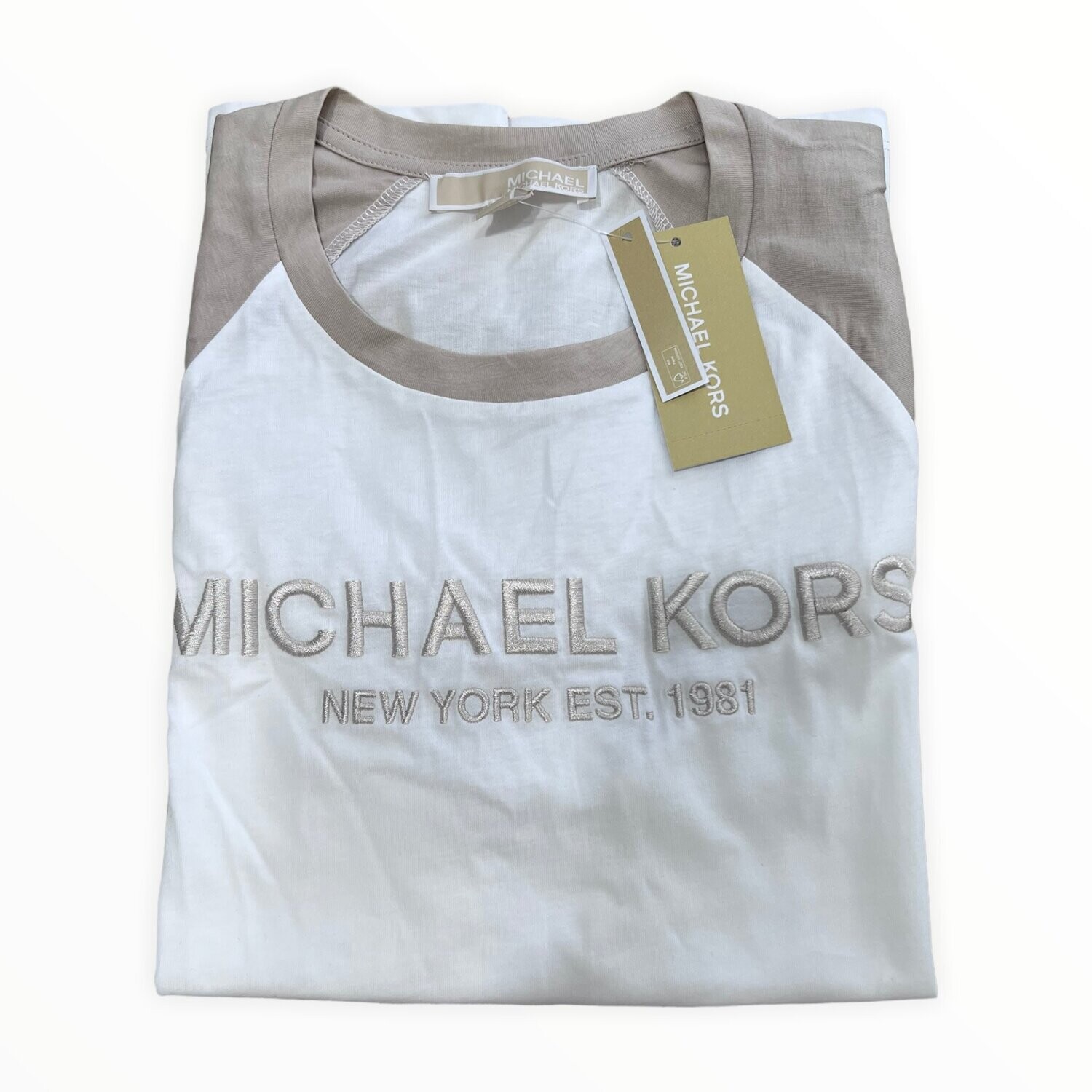 Michael Kors Colorblock  Logo T-Shirt, Color: Dune, Size: Small