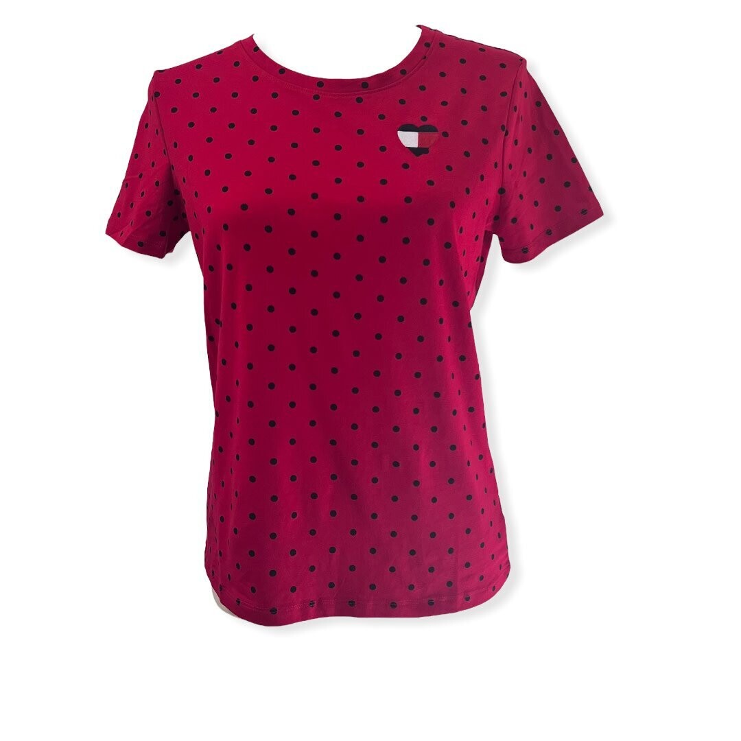Tommy Hilfiger Polka Dot T-Shirt, Color: Red, Size: X-Small