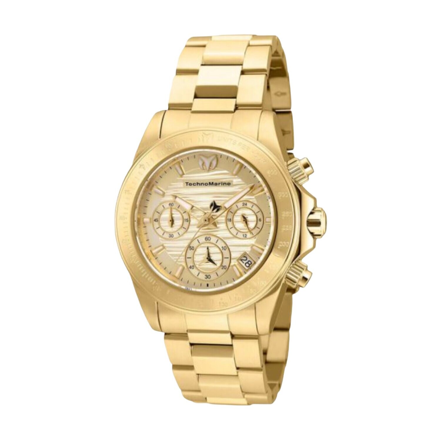 TechnoMarine Manta Ray Women’s Watch 38mm Gold Stainless Steel Band, Gold Metal Dial, 200m Water Resistance